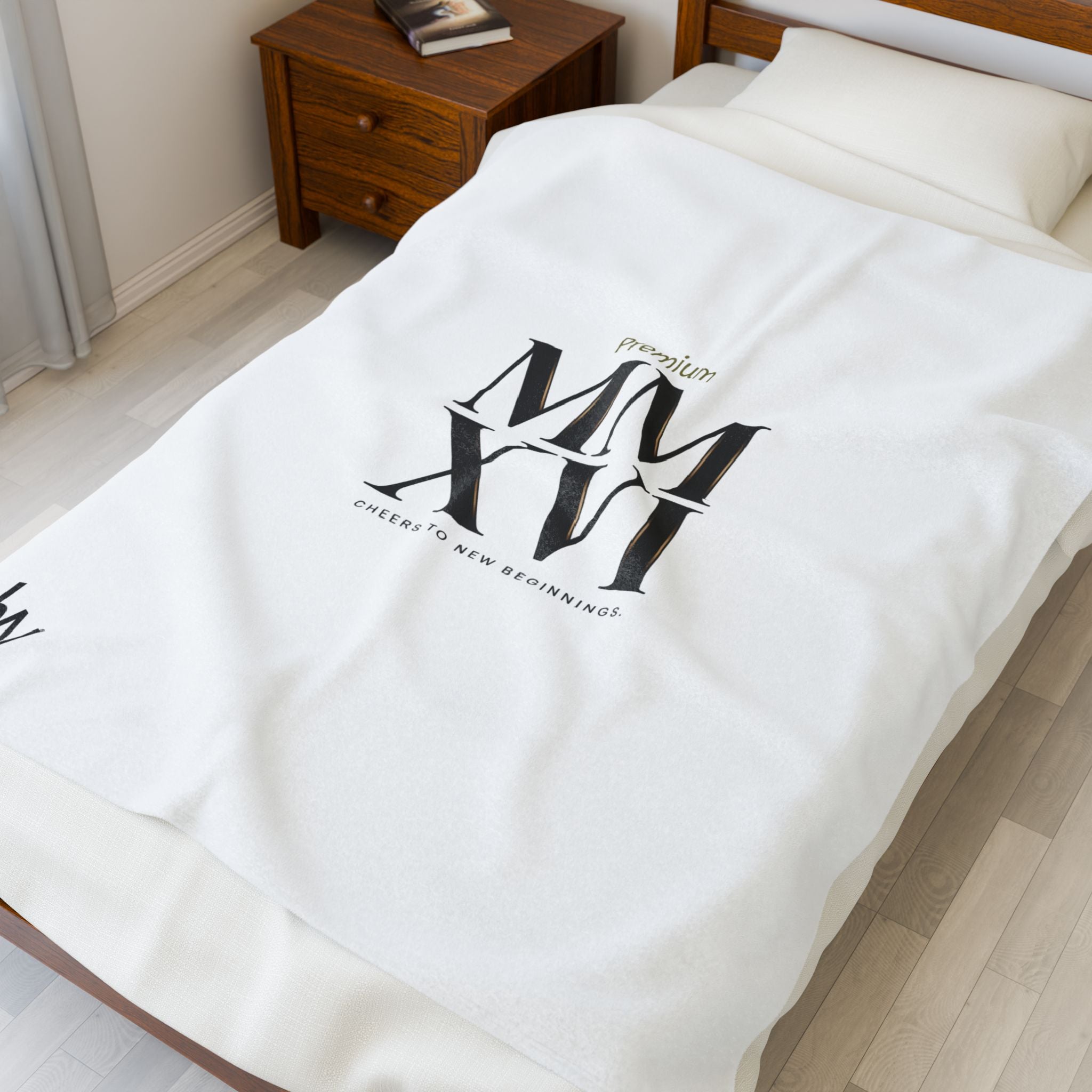MMXXVI Roman Numerals Velveteen Plush Blanket | 2026 minimalist, collegiate