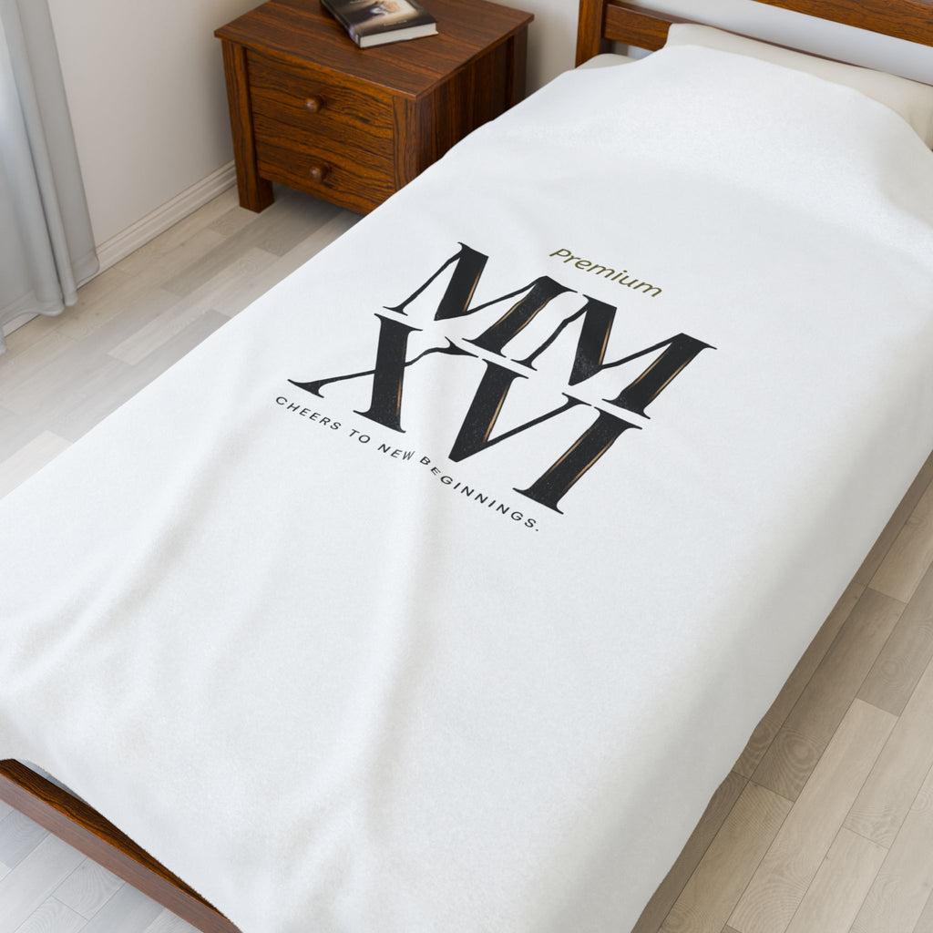 MMXXVI Roman Numerals Velveteen Plush Blanket | 2026 minimalist, collegiate