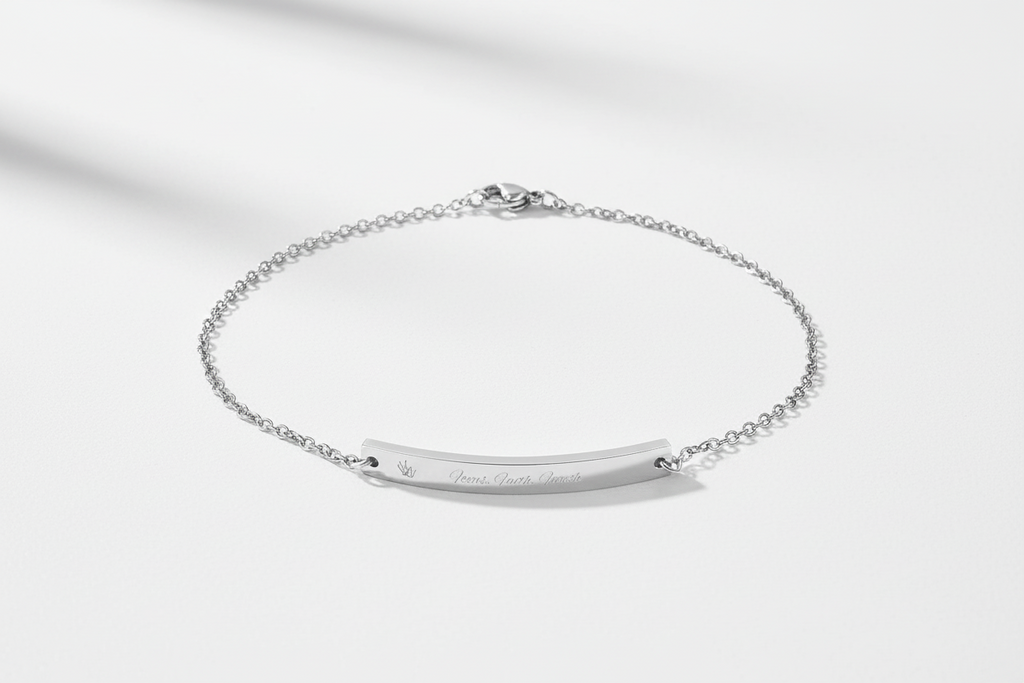 Engravable Curved Bar Anklet — Personalized Dainty Anklet (Rose Gold or Black)