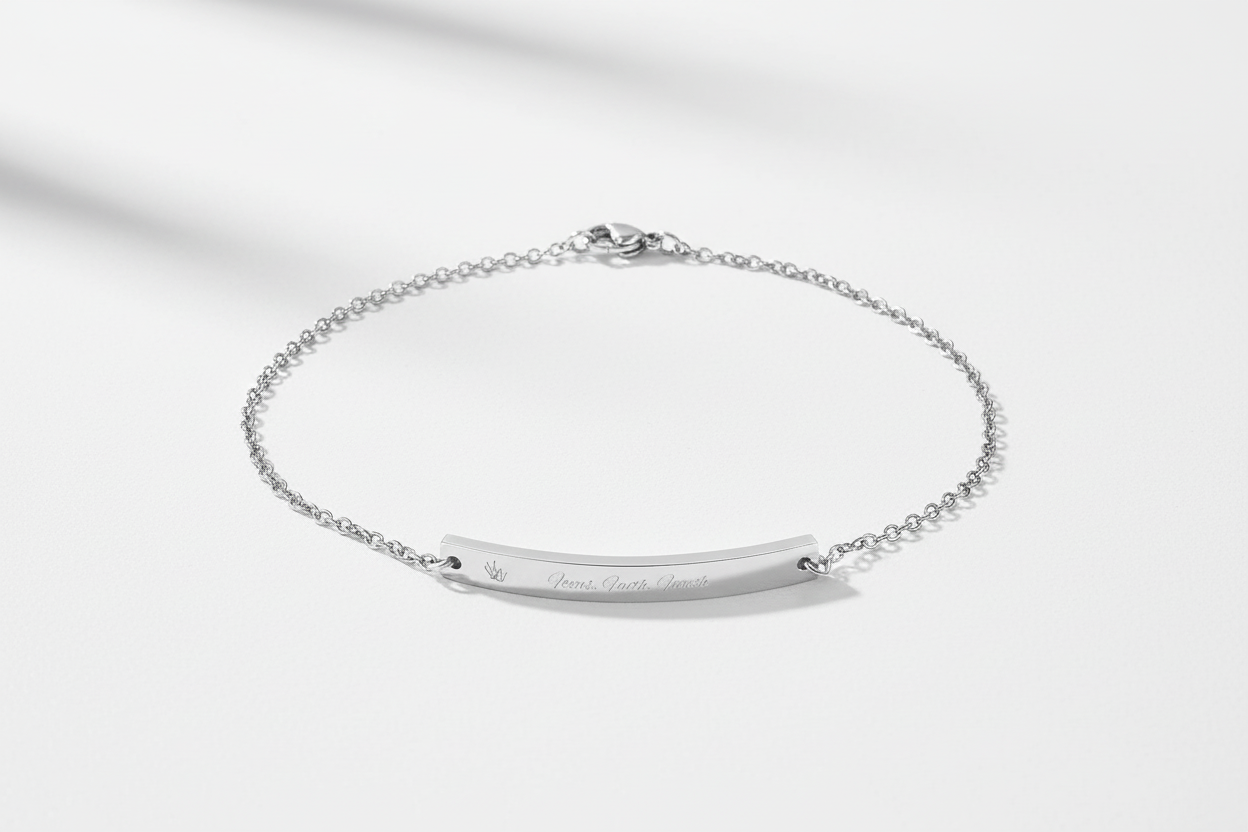 Engravable Curved Bar Anklet — Personalized Dainty Anklet (Rose Gold or Black)