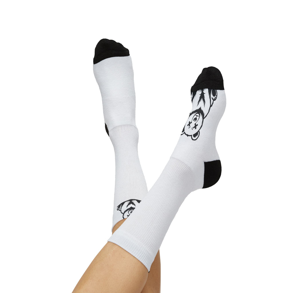 Cute Bear Sublimation Socks — Personalized Name Graphic Crew Socks
